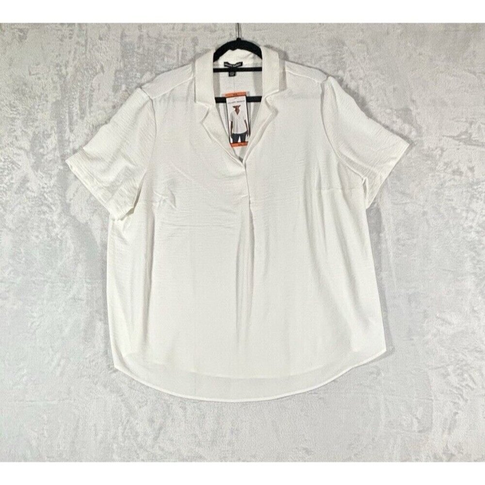 Hilary Radley V Neck White Blouse Preppy Academia Wear Women's Sz XXL Top NWT